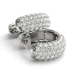 Exquisite 0.5 Inch 5-Row Pave Diamond Earrings in 14kt White Gold