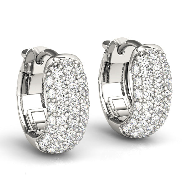Exquisite 0.5 Inch 5-Row Pave Diamond Earrings in 14kt White Gold