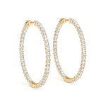 1.2 Inch 4-Prong Round Diamond Hoop Earrings in 14kt White Gold