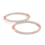 1.2 Inch 4-Prong Round Diamond Hoop Earrings in 14kt White Gold