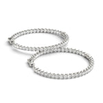 1.2 Inch 4-Prong Round Diamond Hoop Earrings in 14kt White Gold