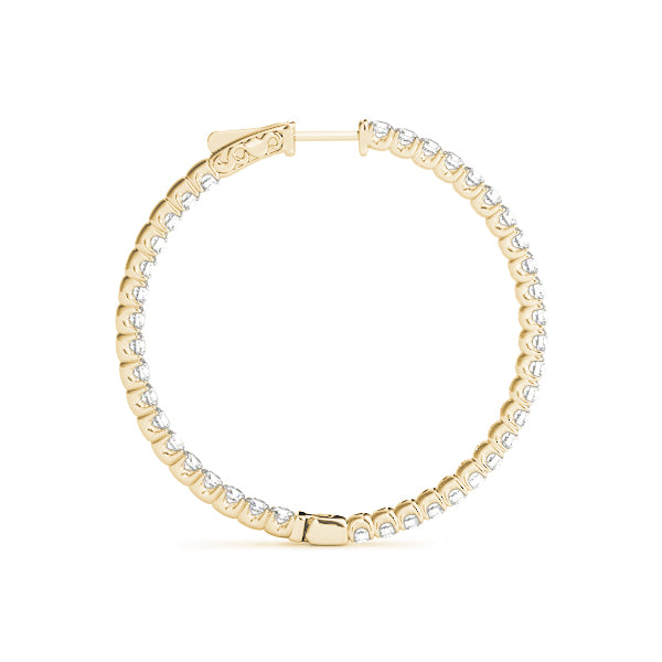 1.2 Inch 4-Prong Round Diamond Hoop Earrings in 14kt White Gold