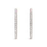 1.2 Inch 4-Prong Round Diamond Hoop Earrings in 14kt White Gold