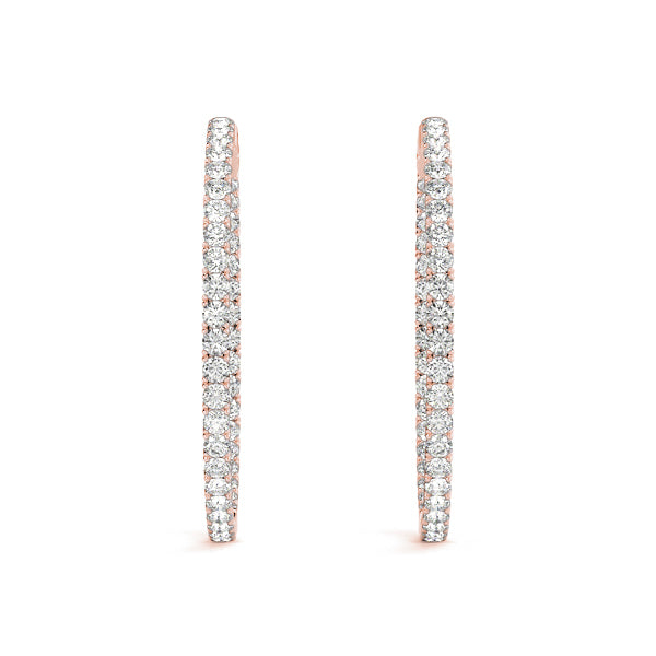 1.2 Inch 4-Prong Round Diamond Hoop Earrings in 14kt White Gold