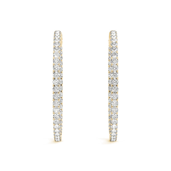 1.2 Inch 4-Prong Round Diamond Hoop Earrings in 14kt White Gold
