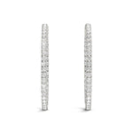 1.2 Inch 4-Prong Round Diamond Hoop Earrings in 14kt White Gold