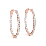 1.2 Inch Lustrous Oval Hoop Earrings in 14kt White Gold - SI2, H-I Diamond Quality