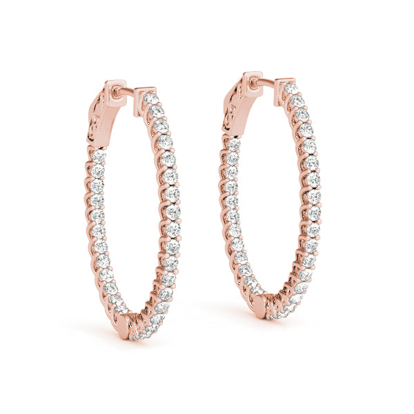 1.2 Inch Lustrous Oval Hoop Earrings in 14kt White Gold - SI2, H-I Diamond Quality