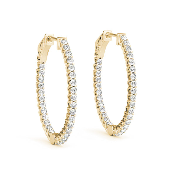 1.2 Inch Lustrous Oval Hoop Earrings in 14kt White Gold - SI2, H-I Diamond Quality