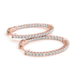 1.2 Inch Lustrous Oval Hoop Earrings in 14kt White Gold - SI2, H-I Diamond Quality