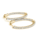 1.2 Inch Lustrous Oval Hoop Earrings in 14kt White Gold - SI2, H-I Diamond Quality