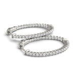 1.2 Inch Lustrous Oval Hoop Earrings in 14kt White Gold - SI2, H-I Diamond Quality