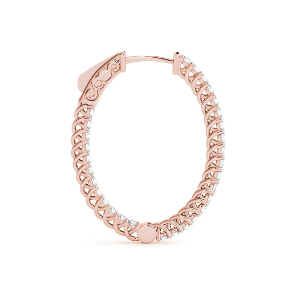 1.2 Inch Lustrous Oval Hoop Earrings in 14kt White Gold - SI2, H-I Diamond Quality