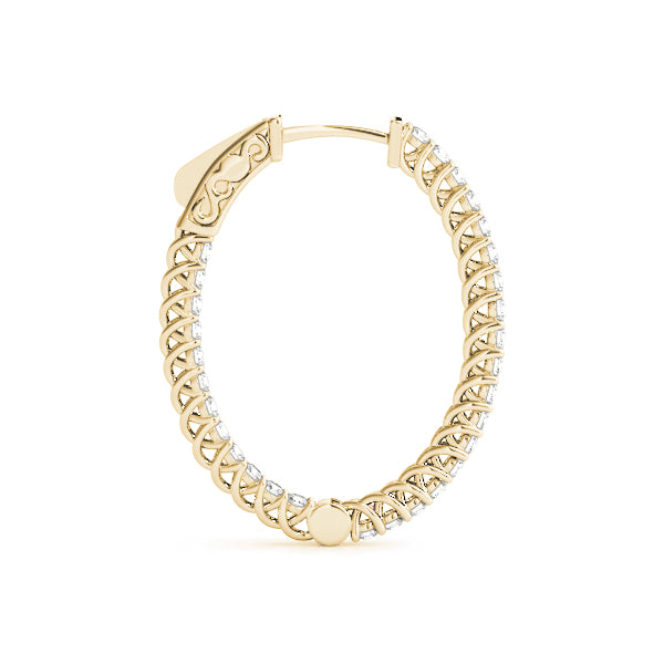 1.2 Inch Lustrous Oval Hoop Earrings in 14kt White Gold - SI2, H-I Diamond Quality