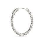 1.2 Inch Lustrous Oval Hoop Earrings in 14kt White Gold - SI2, H-I Diamond Quality