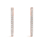 1.2 Inch Lustrous Oval Hoop Earrings in 14kt White Gold - SI2, H-I Diamond Quality