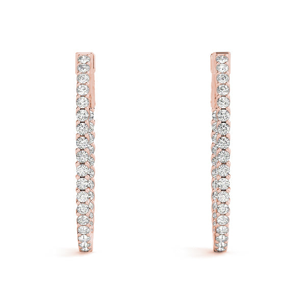 1.2 Inch Lustrous Oval Hoop Earrings in 14kt White Gold - SI2, H-I Diamond Quality