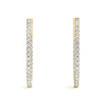 1.2 Inch Lustrous Oval Hoop Earrings in 14kt White Gold - SI2, H-I Diamond Quality