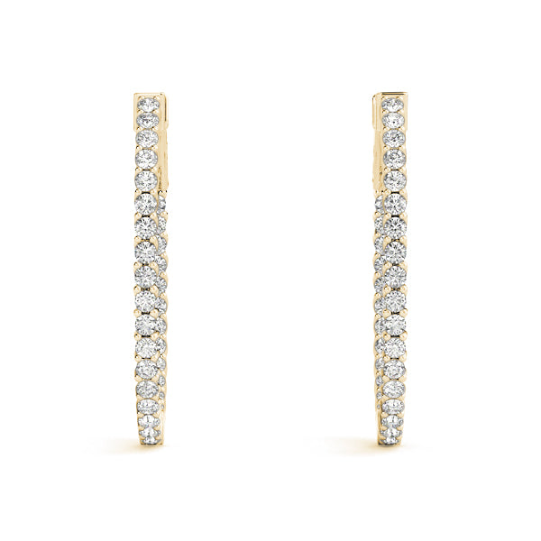 1.2 Inch Lustrous Oval Hoop Earrings in 14kt White Gold - SI2, H-I Diamond Quality