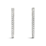 1.2 Inch Lustrous Oval Hoop Earrings in 14kt White Gold - SI2, H-I Diamond Quality
