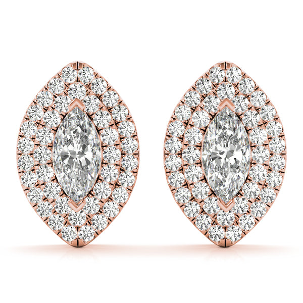 Elegant Double Halo Princess Cut Moissanite Earrings - STYLE 