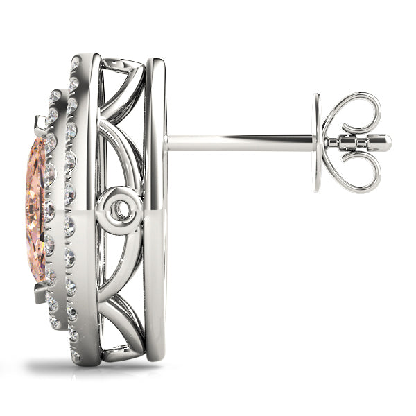 Elegant Double Halo Princess Cut Moissanite Earrings - STYLE 