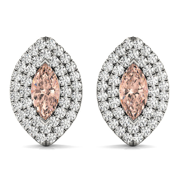 Elegant Double Halo Princess Cut Moissanite Earrings - STYLE 