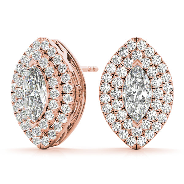 Elegant Double Halo Princess Cut Moissanite Earrings - STYLE 