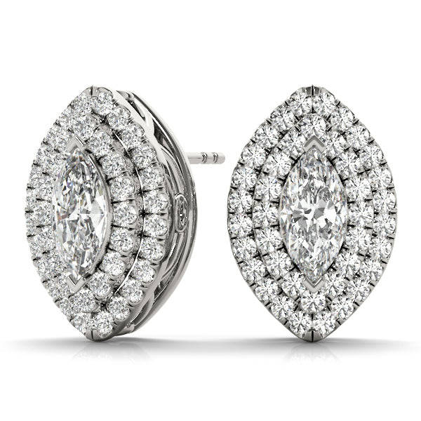 Elegant Double Halo Princess Cut Moissanite Earrings - STYLE 