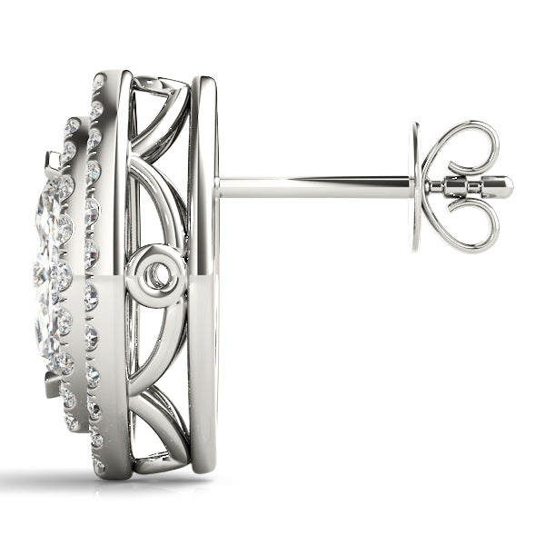 Elegant Double Halo Princess Cut Moissanite Earrings - STYLE 