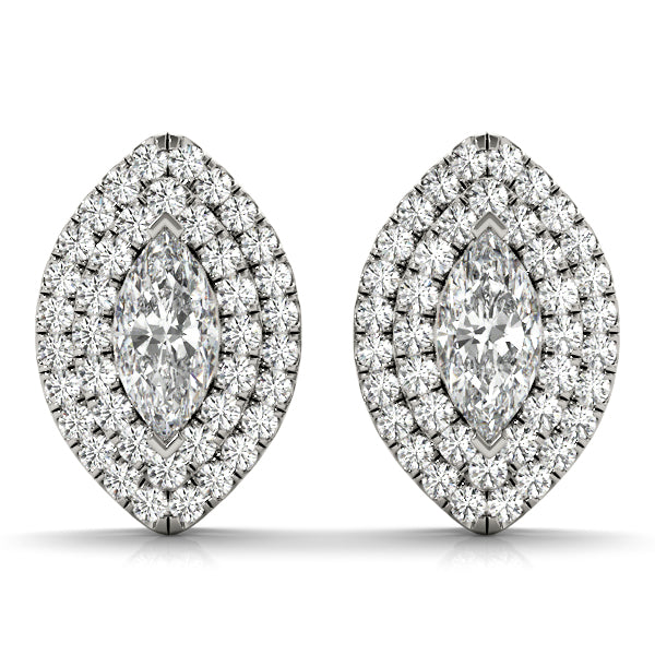 Elegant Double Halo Princess Cut Moissanite Earrings - STYLE 