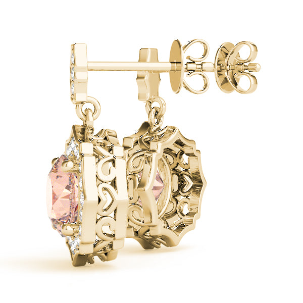 14kt White Gold Round Center Semi-Mount Diamond Earrings (Style 