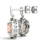 14kt White Gold Round Center Semi-Mount Diamond Earrings (Style 