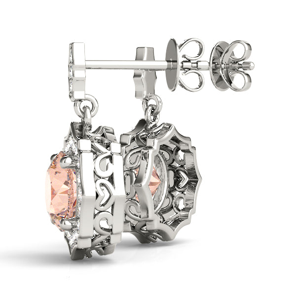 14kt White Gold Round Center Semi-Mount Diamond Earrings (Style 