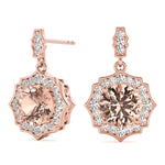 14kt White Gold Round Center Semi-Mount Diamond Earrings (Style 