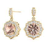 14kt White Gold Round Center Semi-Mount Diamond Earrings (Style 