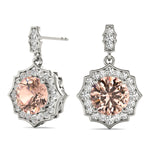 14kt White Gold Round Center Semi-Mount Diamond Earrings (Style 