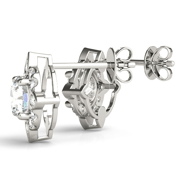 1/2 CT TW Round Diamond Semi-Mount Fashion Earrings in 14kt White Gold