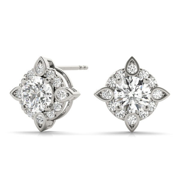 1/2 CT TW Round Diamond Semi-Mount Fashion Earrings in 14kt White Gold