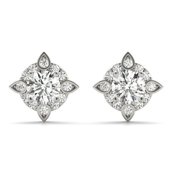 1/2 CT TW Round Diamond Semi-Mount Fashion Earrings in 14kt White Gold