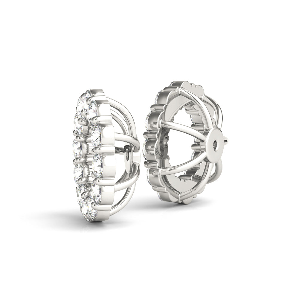 14kt White Gold Earring Jackets for 1.0 CT Center Stone - Enhancing Brilliance