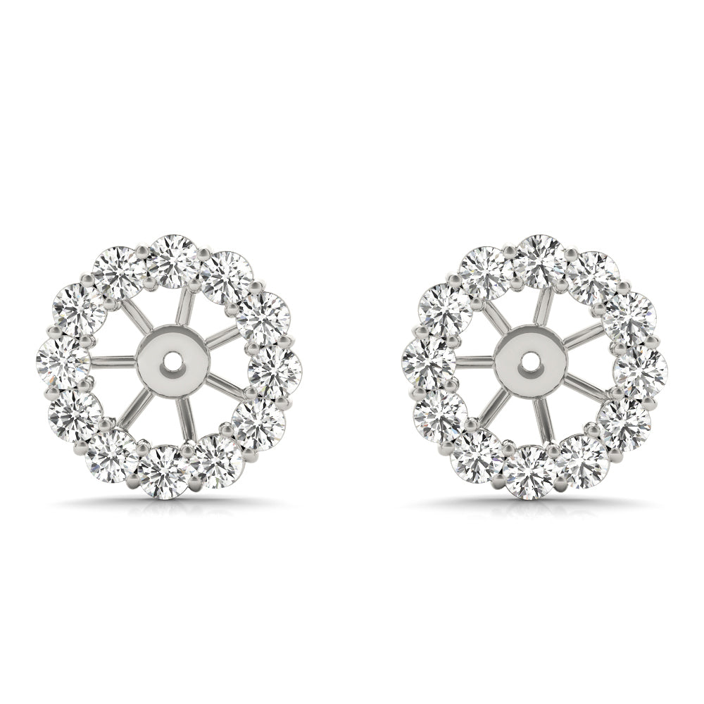 14kt White Gold Earring Jackets for 1.0 CT Center Stone - Enhancing Brilliance