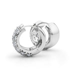 Exquisite 3-Row Diamond Huggie Earrings in 14kt White Gold - 3.04 CTTW SI2, H-I