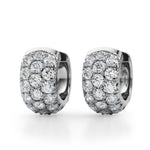 Exquisite 3-Row Diamond Huggie Earrings in 14kt White Gold - 3.04 CTTW SI2, H-I