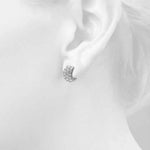 Exquisite 3-Row Diamond Huggie Earrings in 14kt White Gold - 3.04 CTTW SI2, H-I