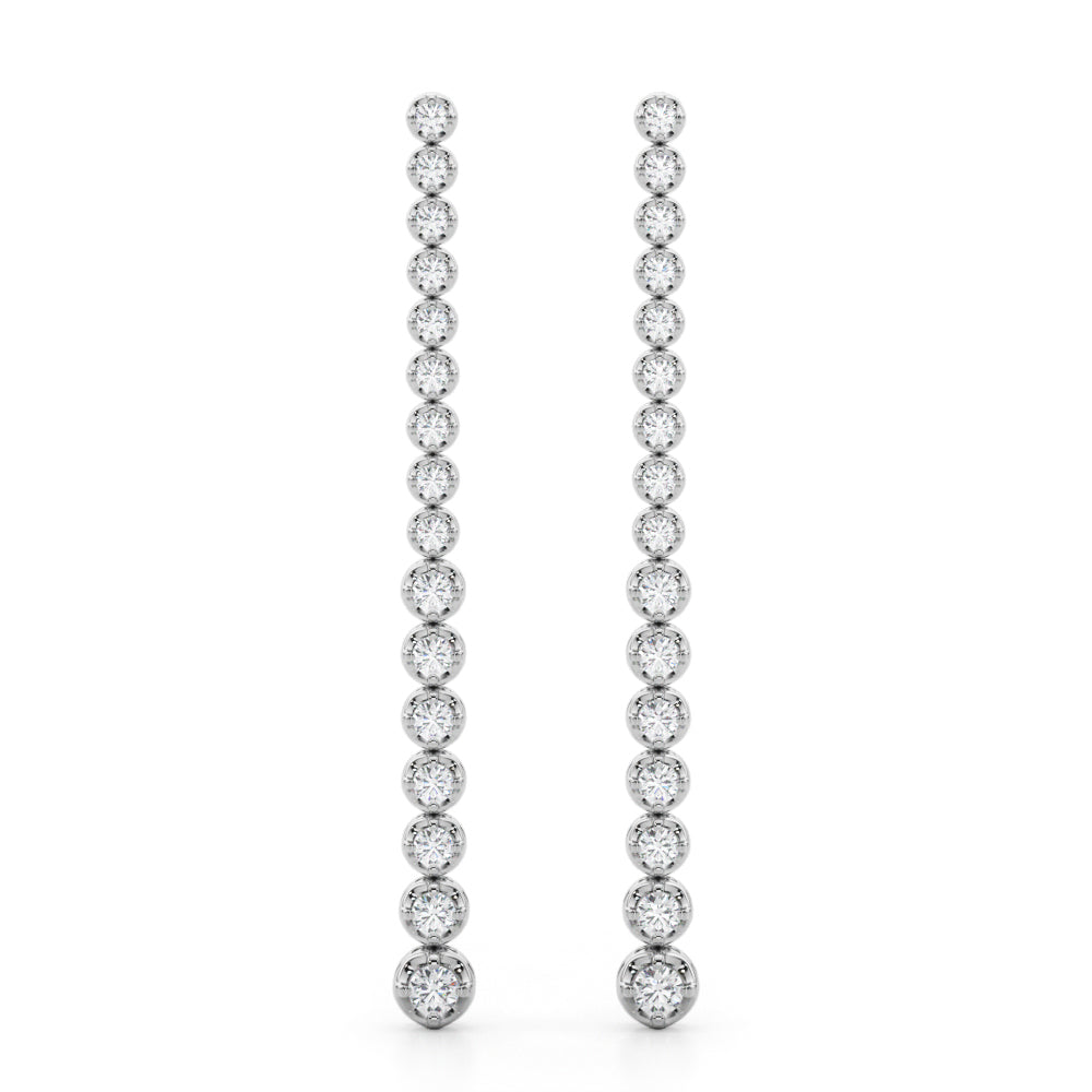 Elegant 3.18 CTTW Diamond Hoop Earrings in 14kt White Gold - STYLE 