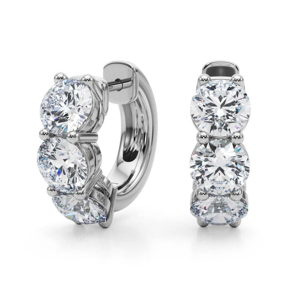 14kt White Gold 0.96 CTTW Diamond Hoop Earrings - STYLE 