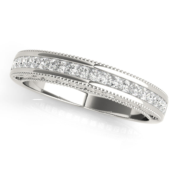 Elegant Princess Cut Fancy Shape Diamond Wedding Band in 14kt White Gold