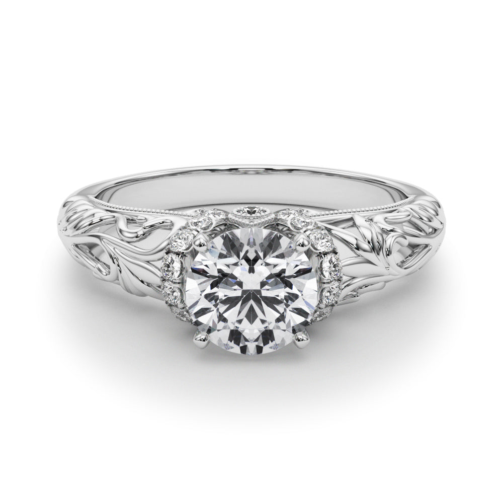 Exquisite 14kt White Gold Semi-Mount Engagement Ring Setting - 1/6 ct TW Diamond Accents