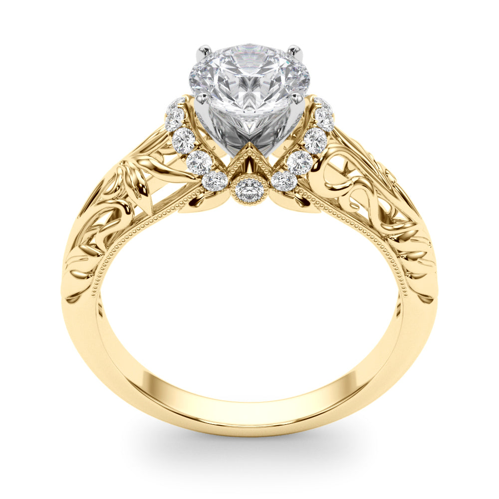 Exquisite 14kt White Gold Semi-Mount Engagement Ring Setting - 1/6 ct TW Diamond Accents